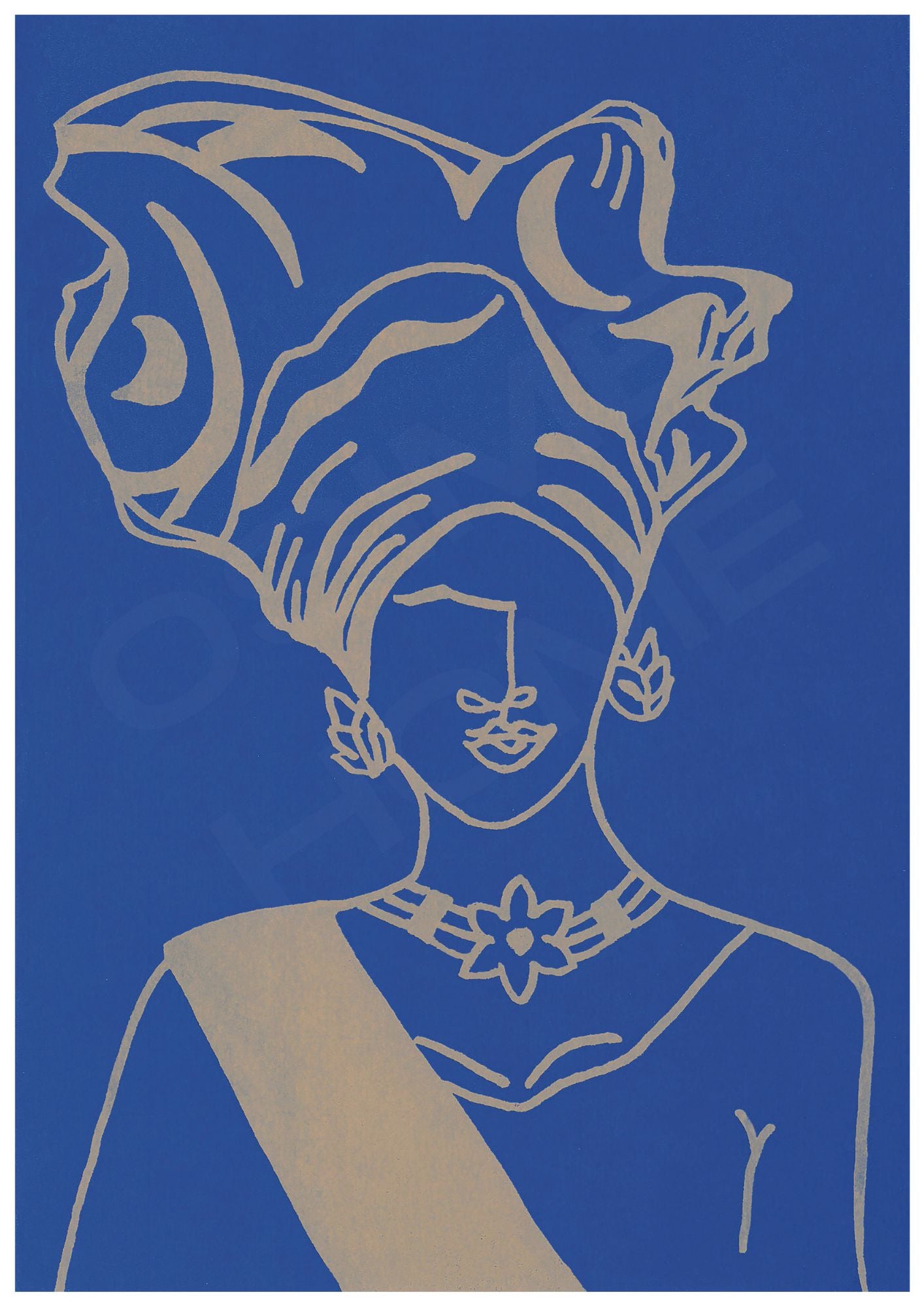 African Queen Art Print. Gele Headwrap Wall Decor. Afrocentric Home Decor. Black Beauty Illustration. Cultural Fashion Artwork illustrated by Osime Home
