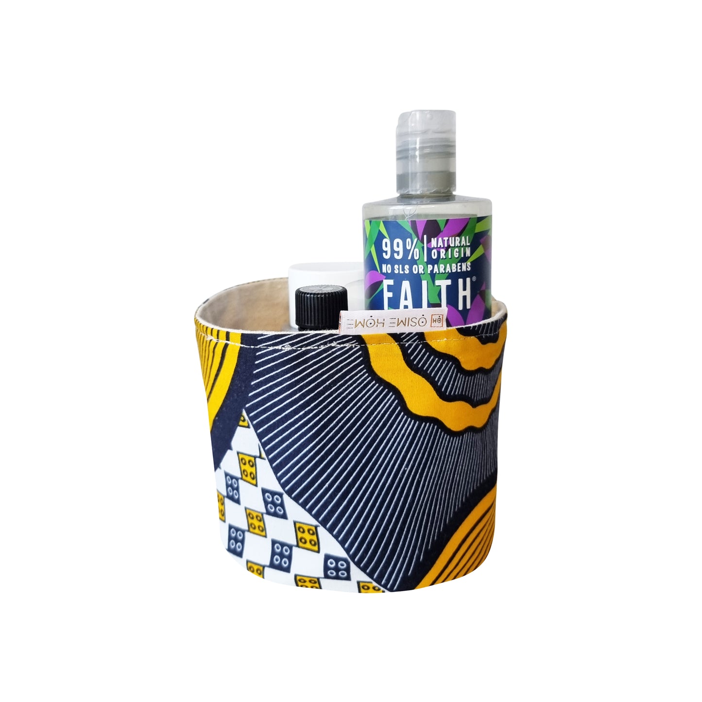 Osime Home small Alafia Plant and Storage Pot with shower gel and bath oils stored inside..